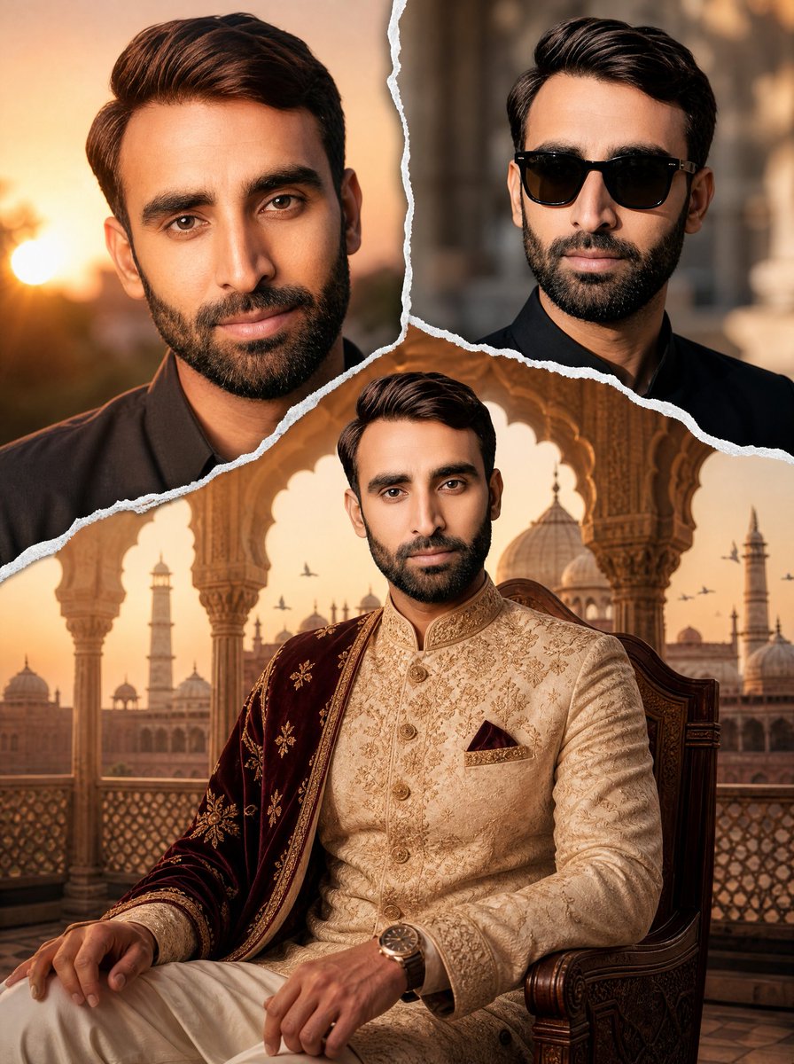 皇家 Sherwani 人像拼贴提示词