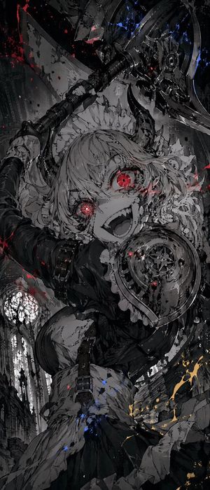 废墟大教堂中的狂野哥特恶魔少女