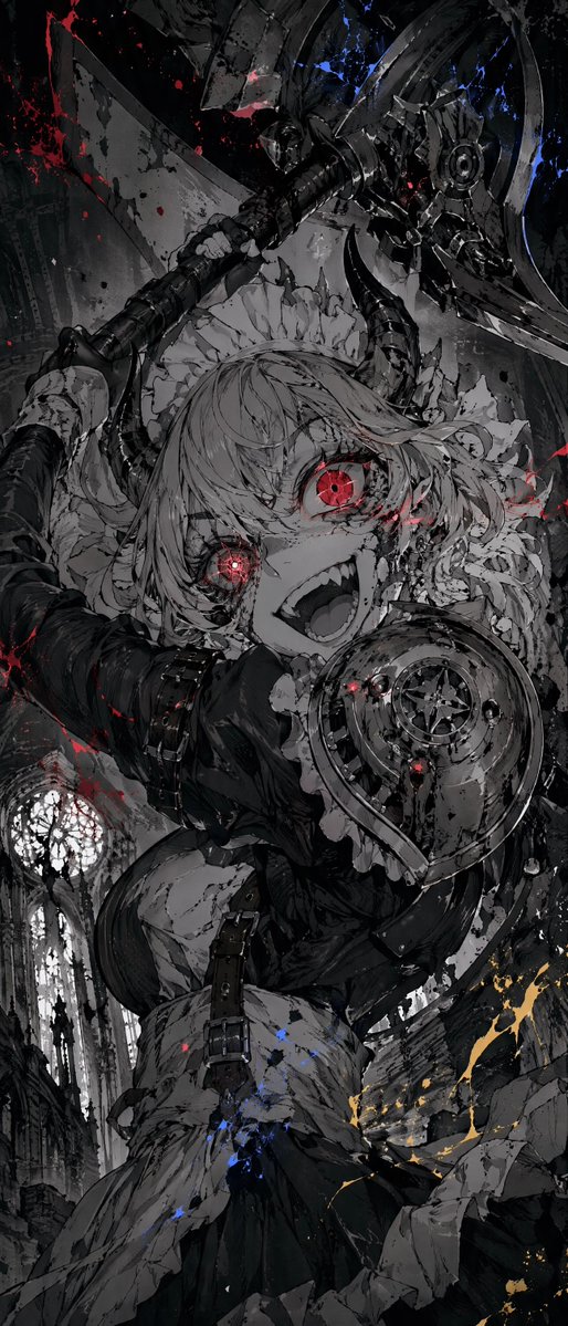 废墟大教堂中的狂野哥特恶魔少女