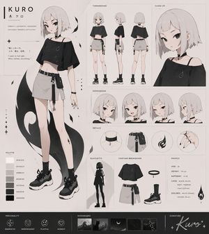 单色调 VTuber 角色设计图