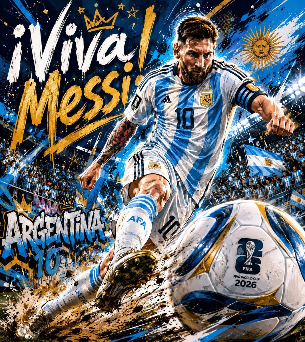 Lionel Messi Street Art Football Poster