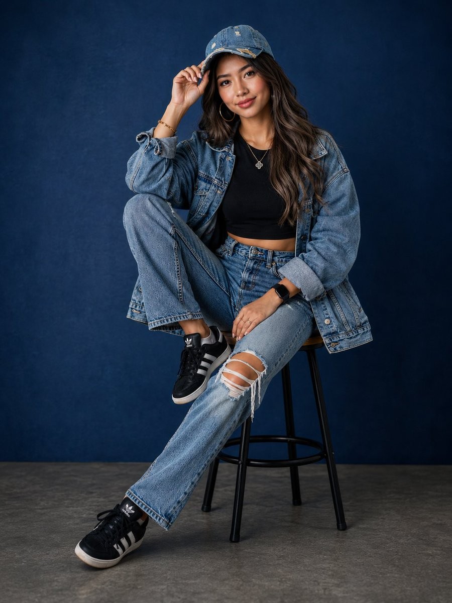 Editorial Denim Fashion Portrait