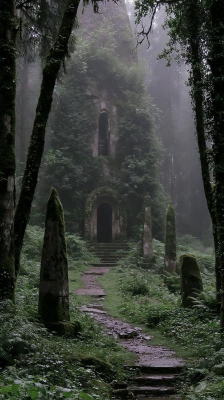 satanic druid grotto yugoslavian brutalist giant angel monolith surrounded...