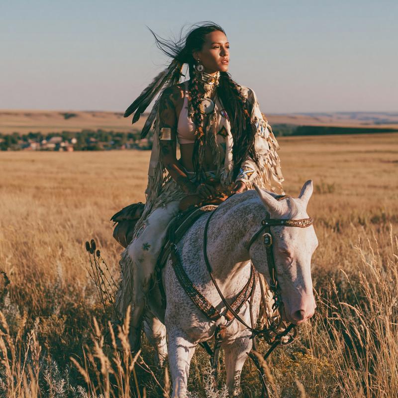 a realistic photo of a beautiful female american indian...