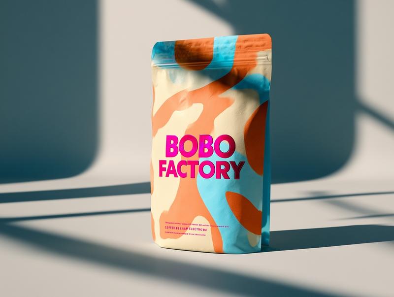 A modern square coffee bean packaging pouch for a...