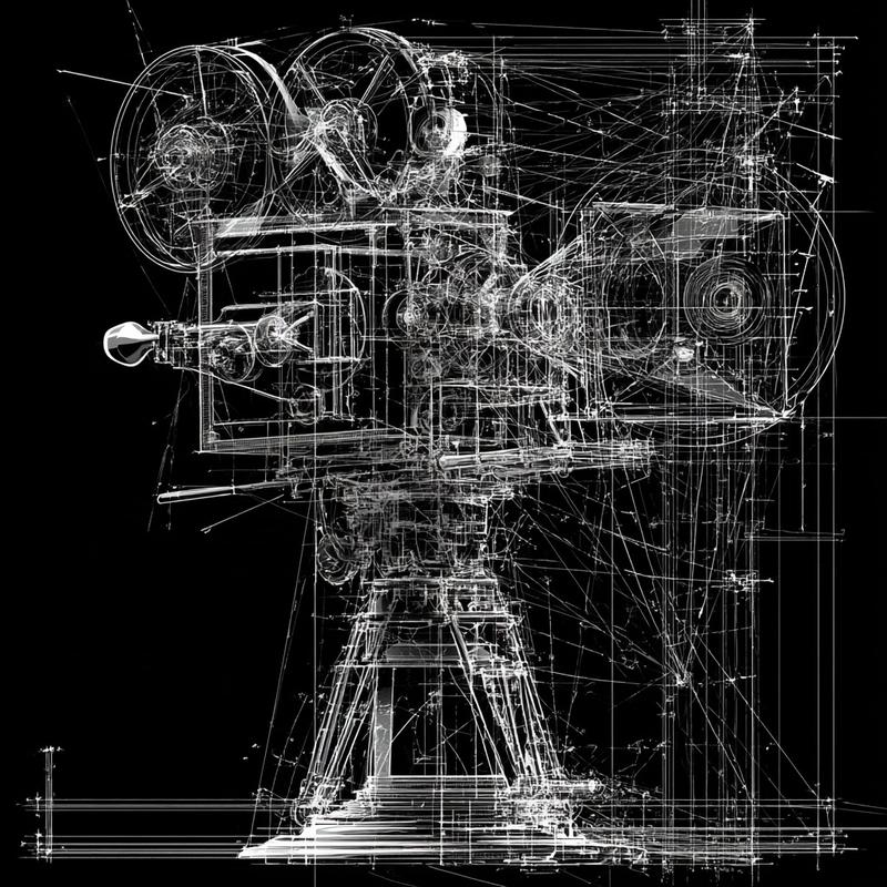 create a schematic black and white picture of old...