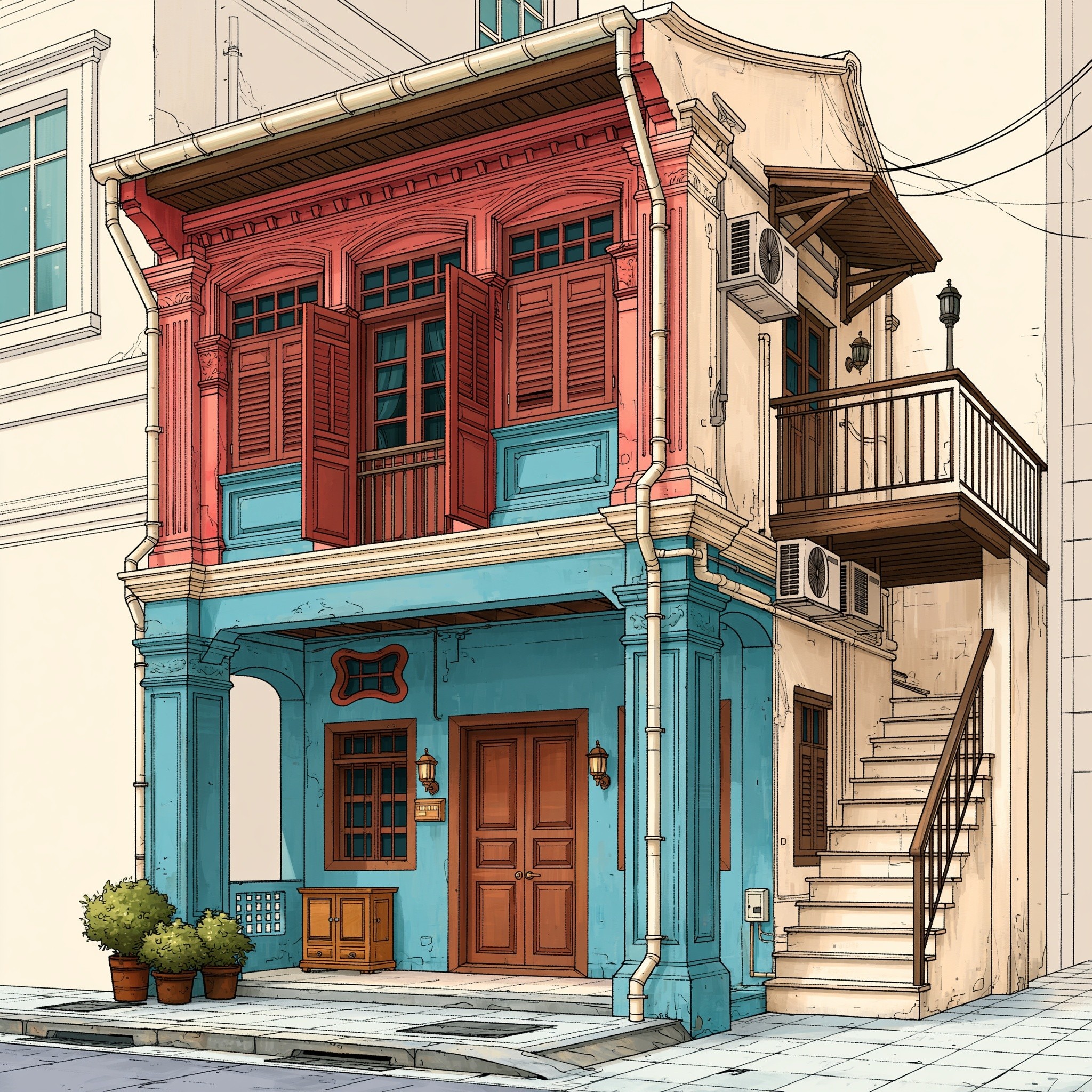 mix traditional peranakan shop house look with a modern...