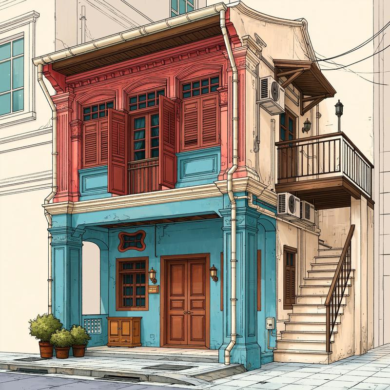 mix traditional peranakan shop house look with a modern...