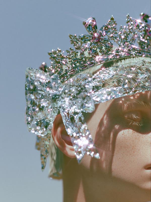 A tiara with a giant ribbon made of ice...