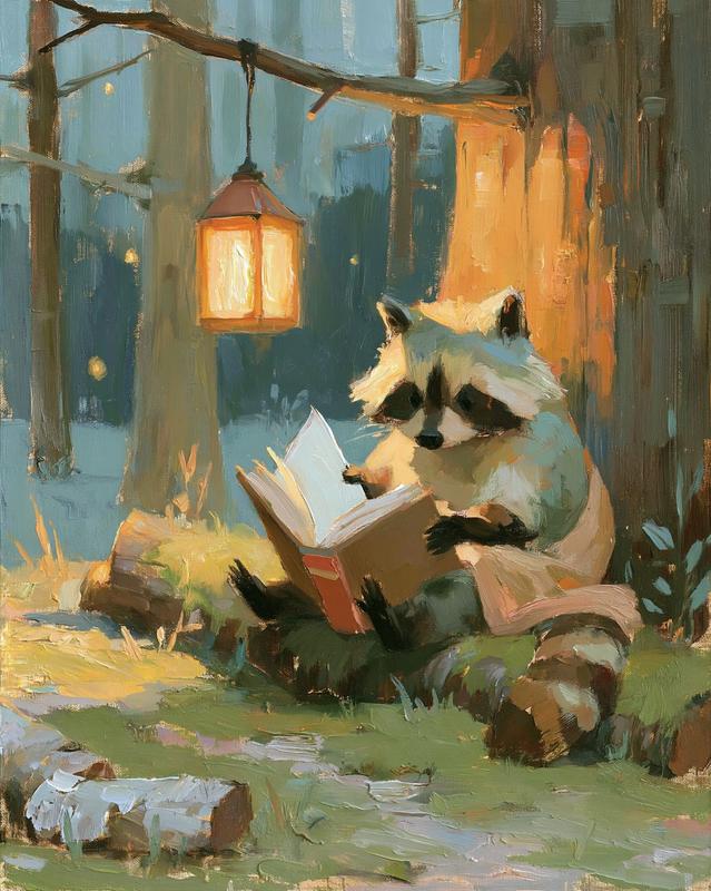A quiet forest night scene seen from a few...