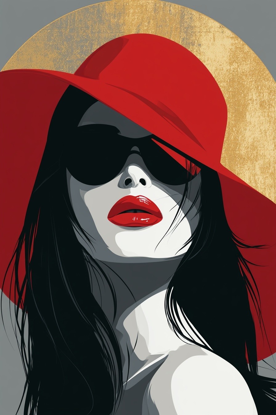 modern female portrait graphic illustration style sharp clean contours...