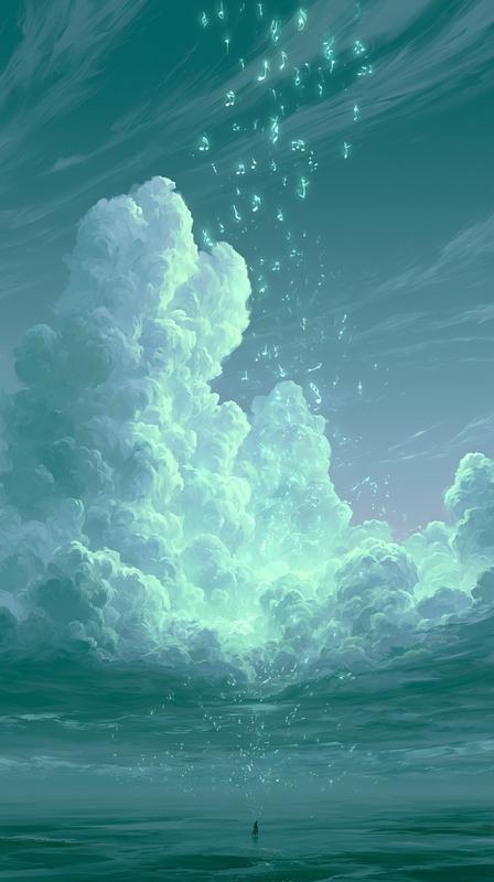 White Wind theme pale wind currents carrying glowing musical...