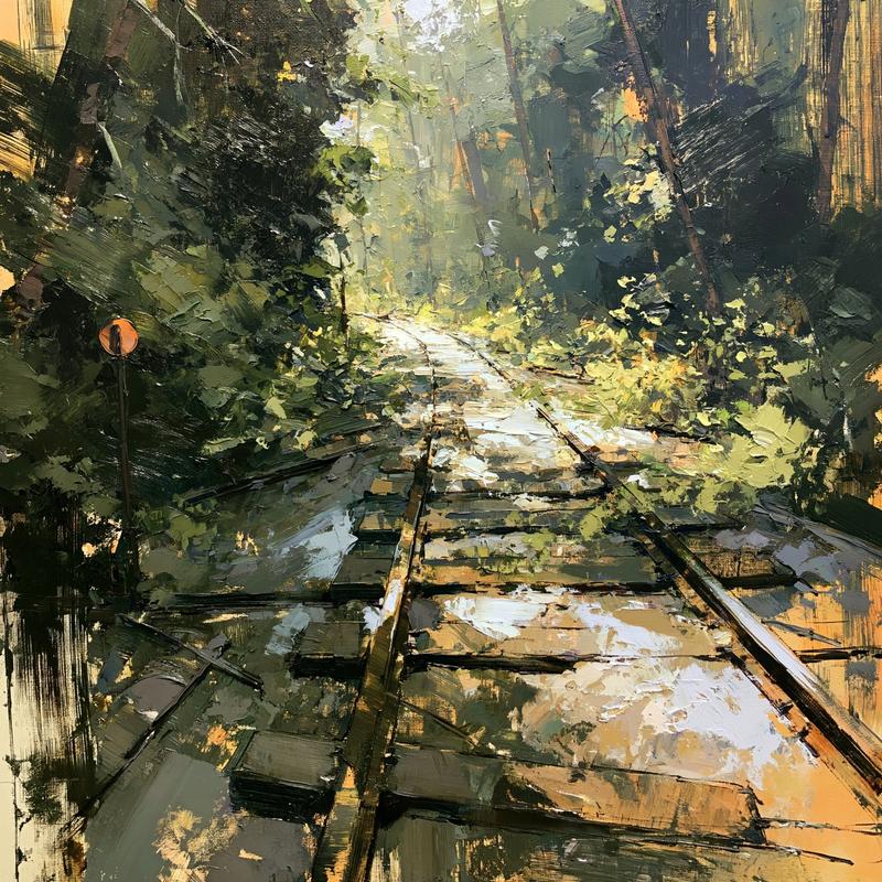 Use a composition where sunlight falls strongly across the...