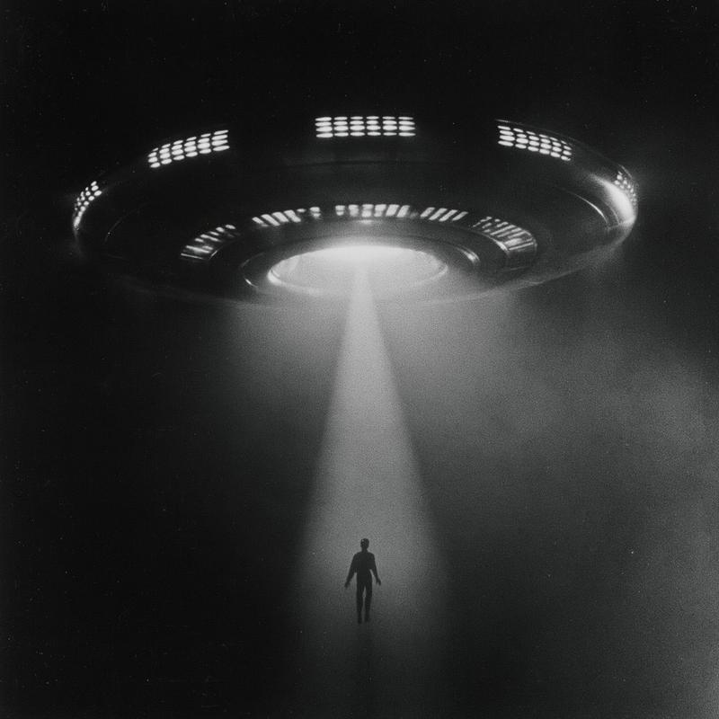 A high-contrast black and white photograph of a classic...