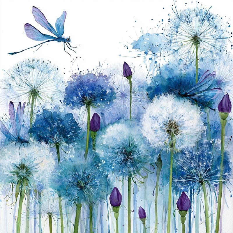 this is a vibrant watercolor artwork showcasing a dense...