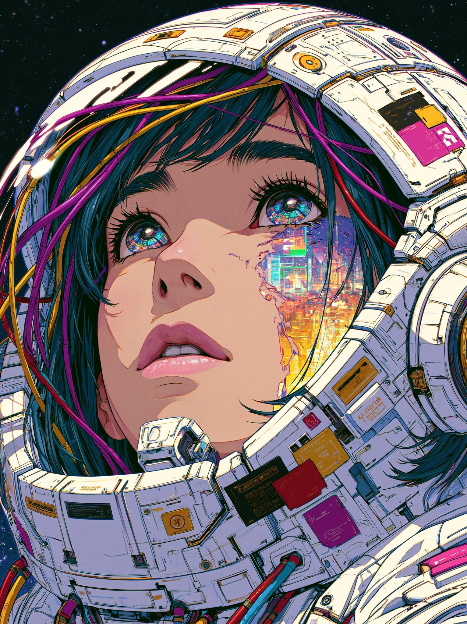 Medium low angle full portrait of a beautiful anime...