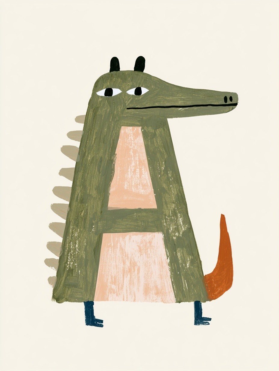 Scandinavian folk alphabet illustration hand-painted gouache texture thick visible...
