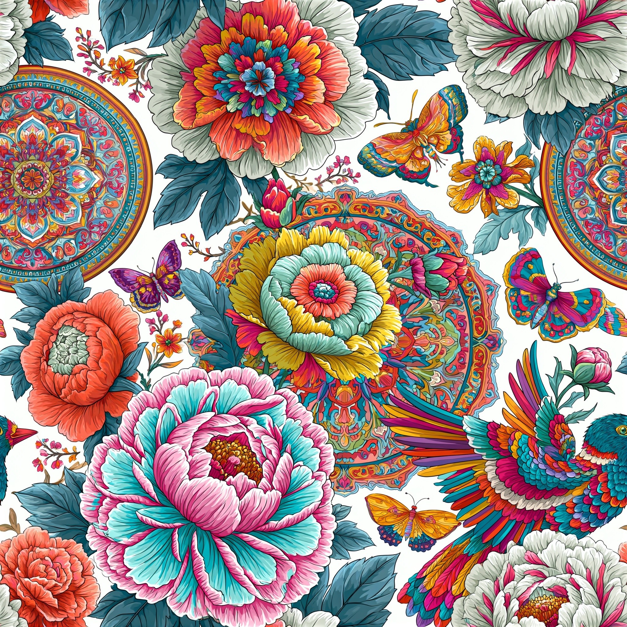 seamless pattern ornate Chinese porcelain motif export ware inspired...