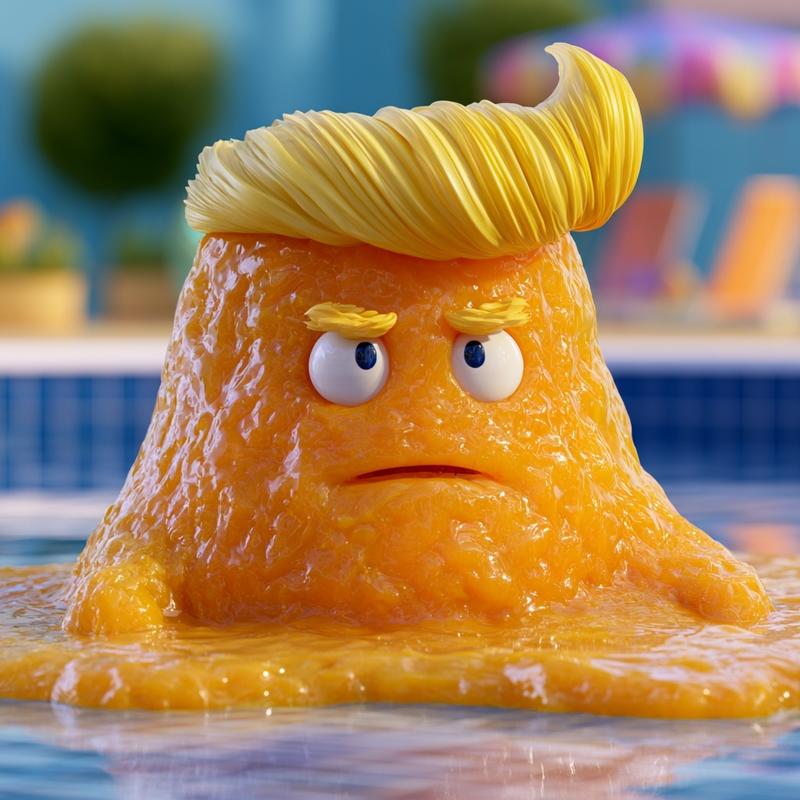 fantasy style digital illustration an orange gelatinous blob shaped...