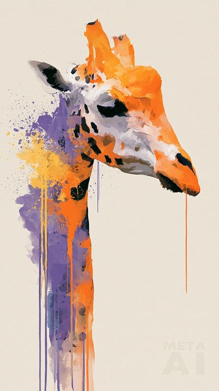 a stylized depiction of a giraffe's head angled to...