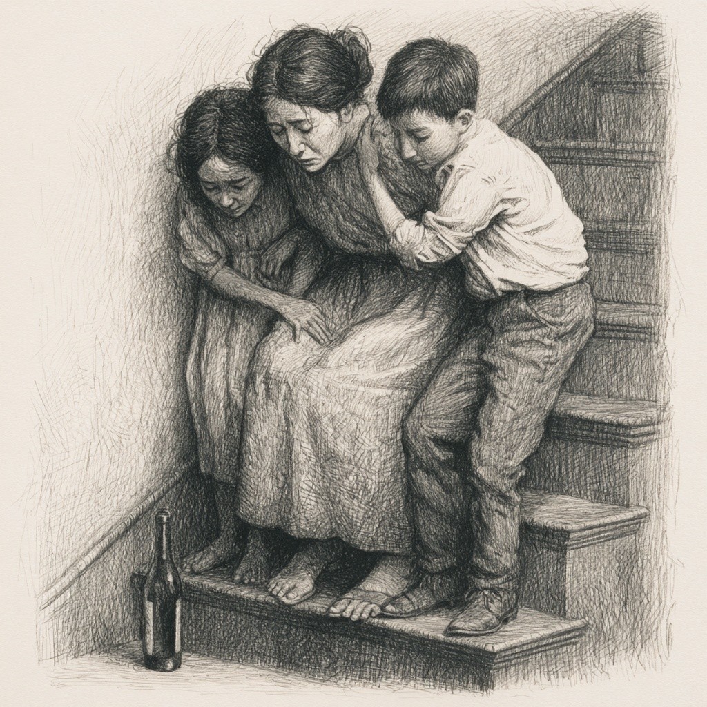 Two children a girl of 11 and a boy...