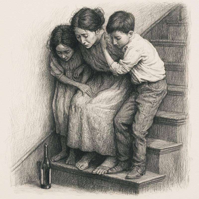 Two children a girl of 11 and a boy...