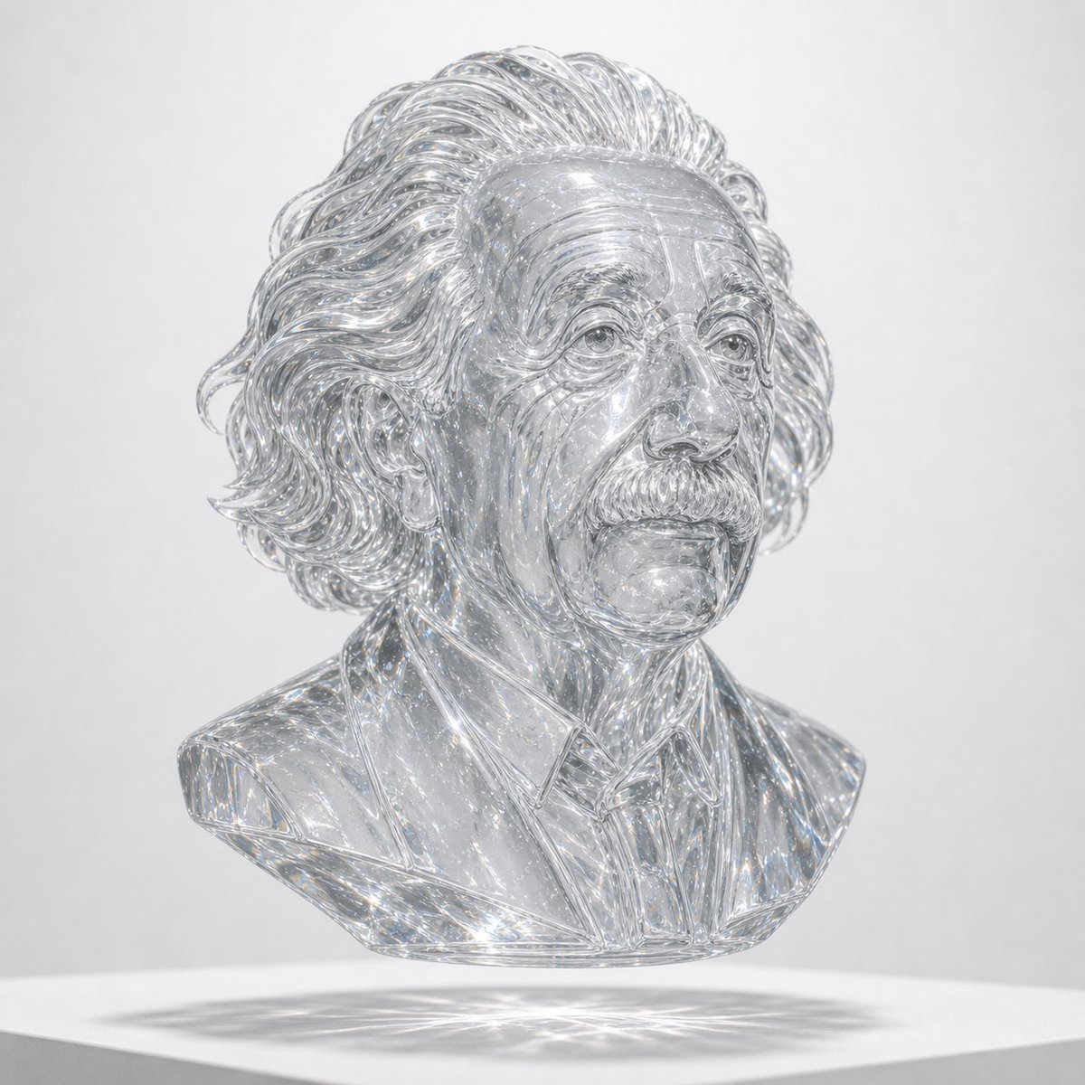 水晶玻璃雕塑半身像渲染图