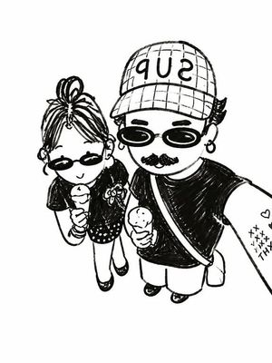 极简涂鸦素描插画