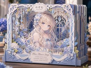 蓝色花卉纸雕舞台
