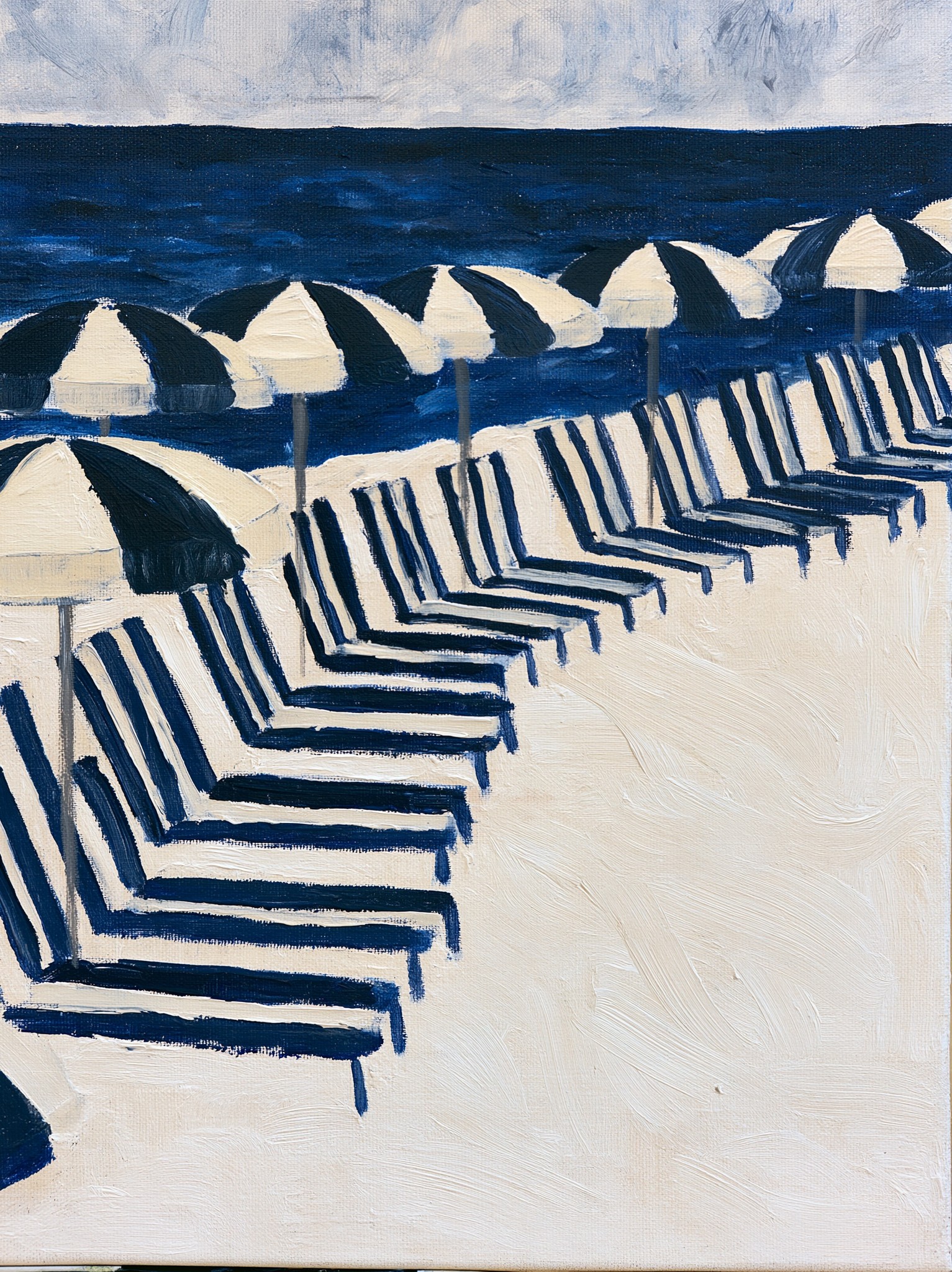 impressionist oil painting of a luxury vintage beach club...