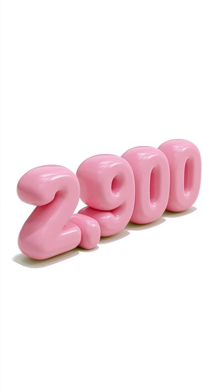 A cute pink candy-like word 2 900 with slightly...