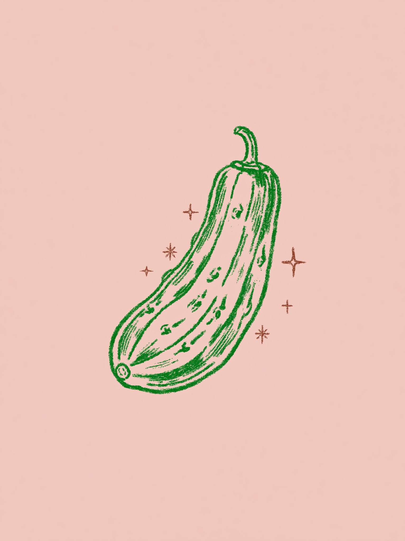 Graphic minimalist illustration of cucumber on beige background...