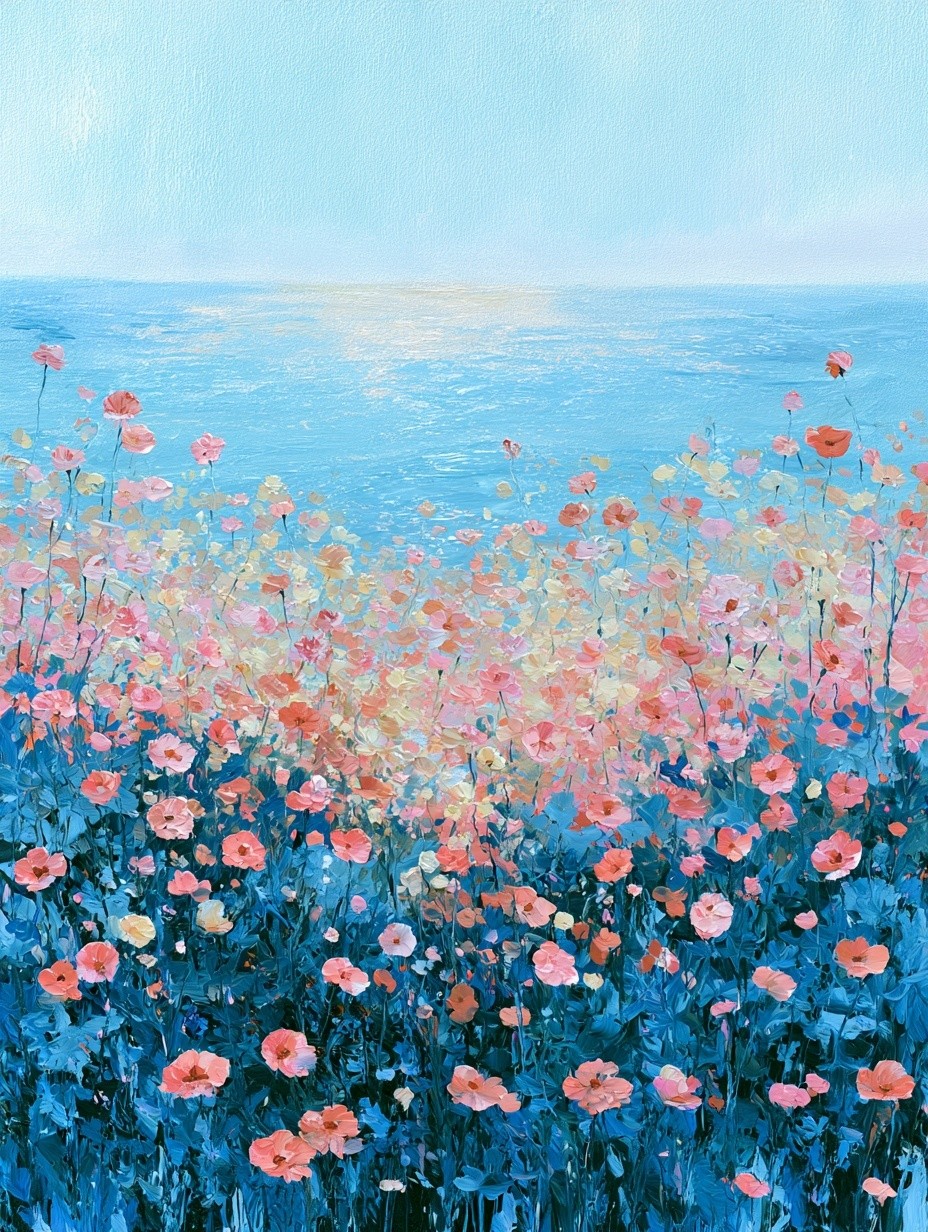 This is a richly textured painting of a flower...