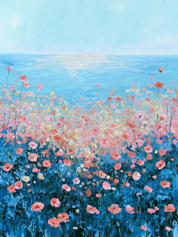 This is a richly textured painting of a flower...