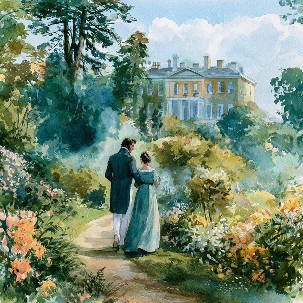 In the style of a regency water color painting...