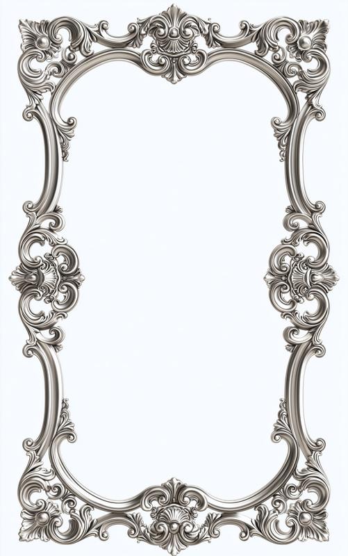 thin ornate baroque line art frame elegant vertical iron...