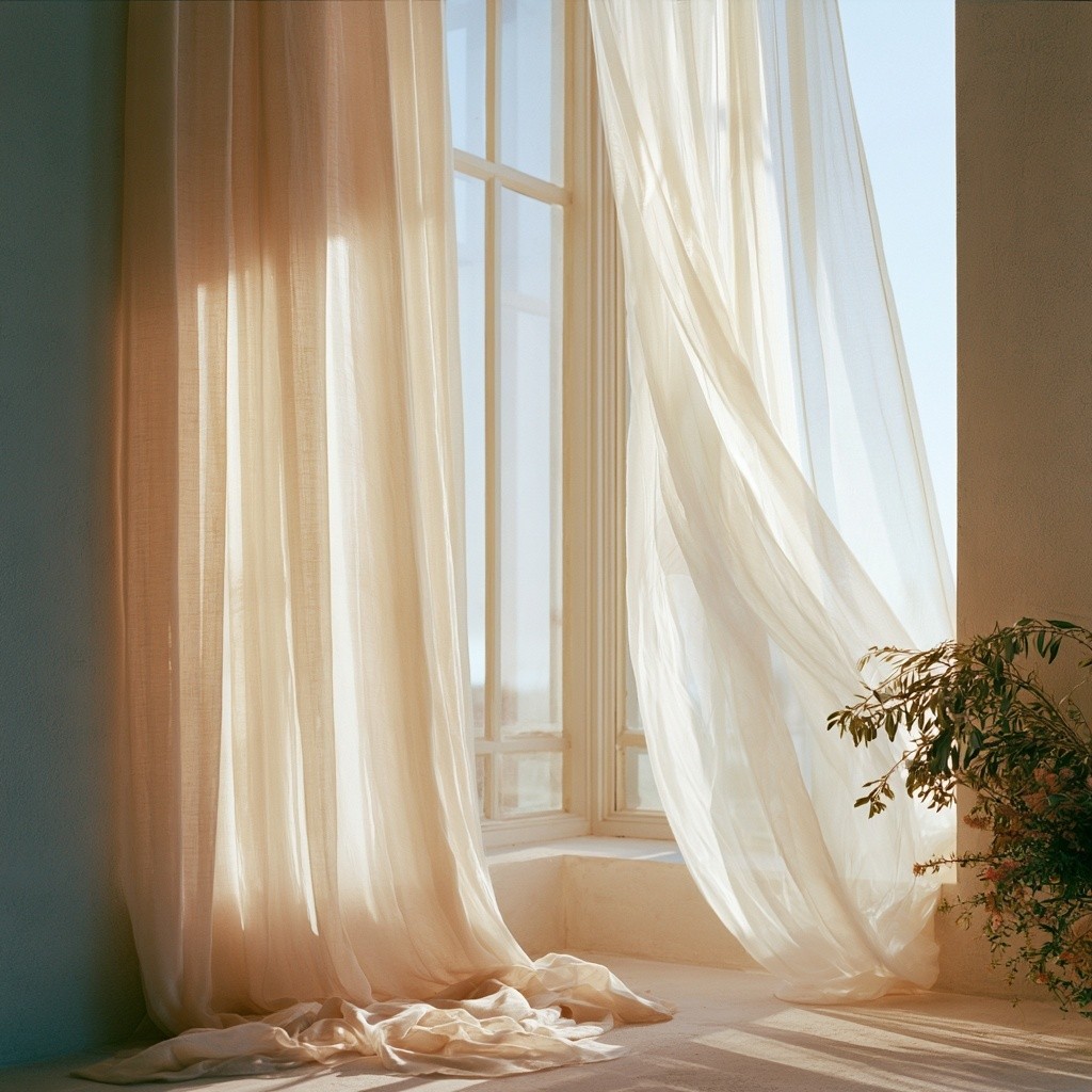 please make the curtains move calmly with the wind...