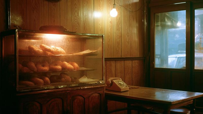 Empty vintage Korean dabang interior 1975 Seoul Jongno district...