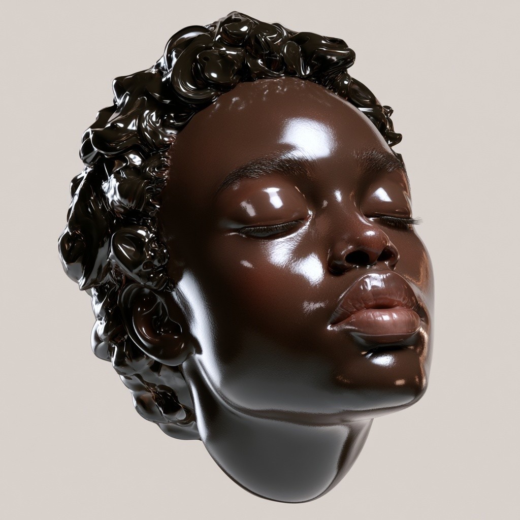 Ultra stylized 3D character head render floating head smooth...