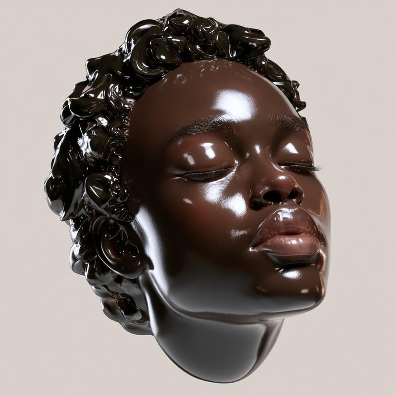 Ultra stylized 3D character head render floating head smooth...