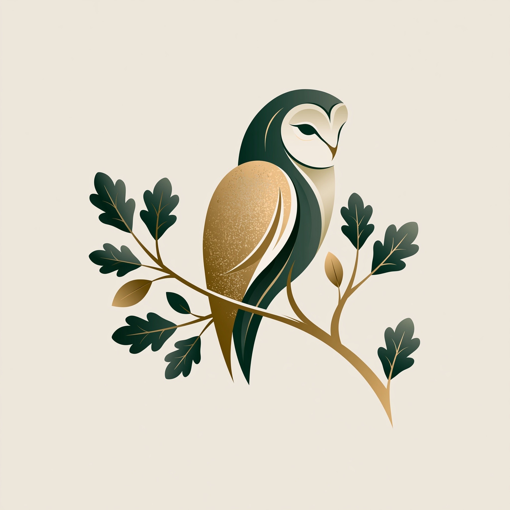 Minimal abstract vector logo fusion of oak branch and...