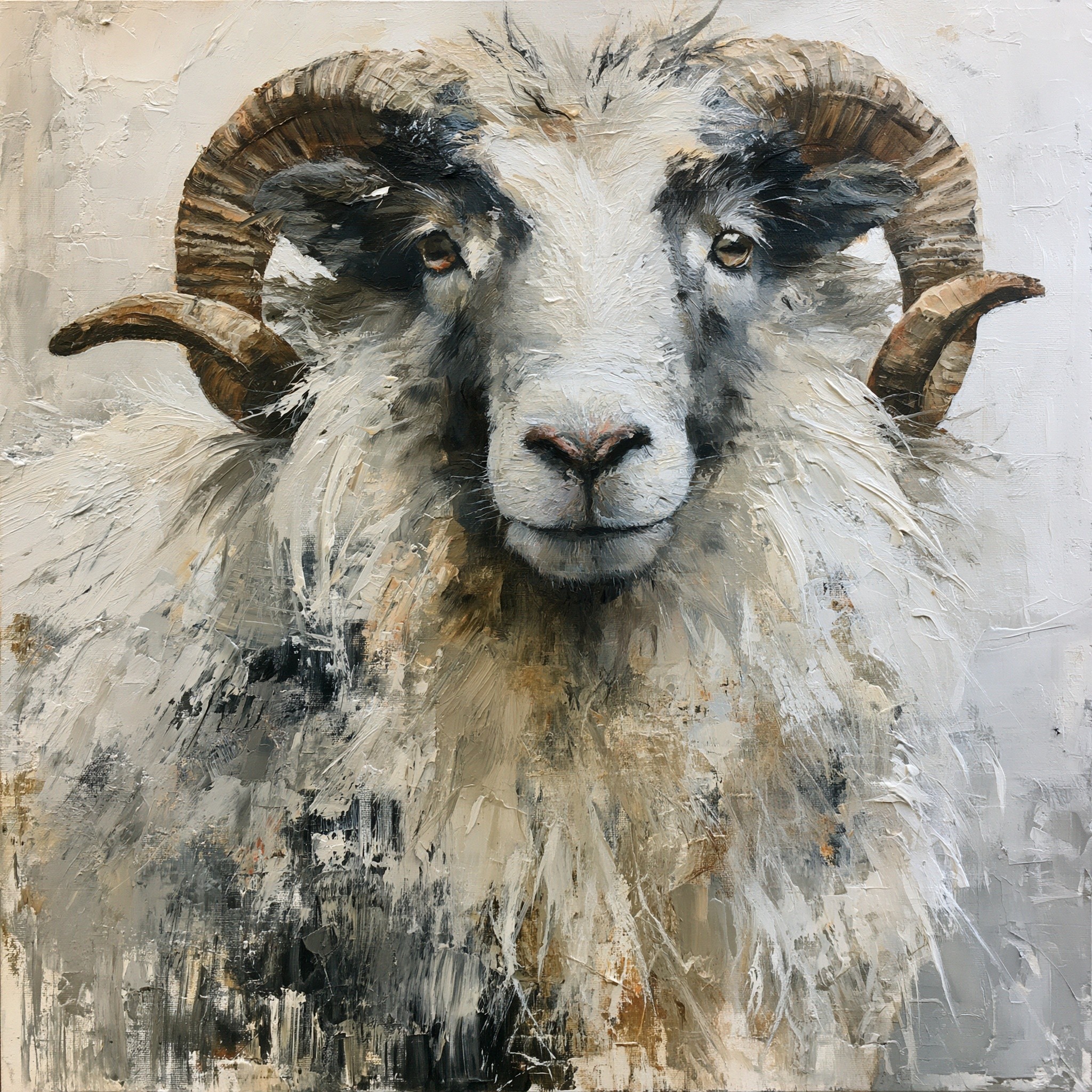 A thick impasto oil and gouache painting of an...