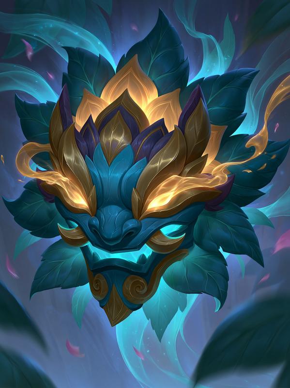 Champion splash art of a floating onimask with glowing...