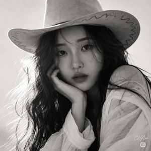 黑白西部牛仔女郎肖像