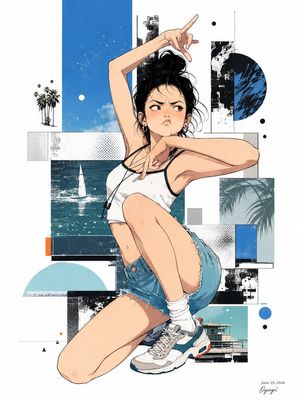 夏季动漫拼贴海报