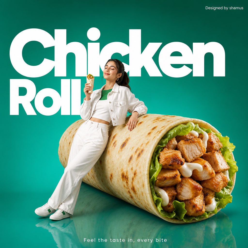 Minimalist Chicken Roll Ad