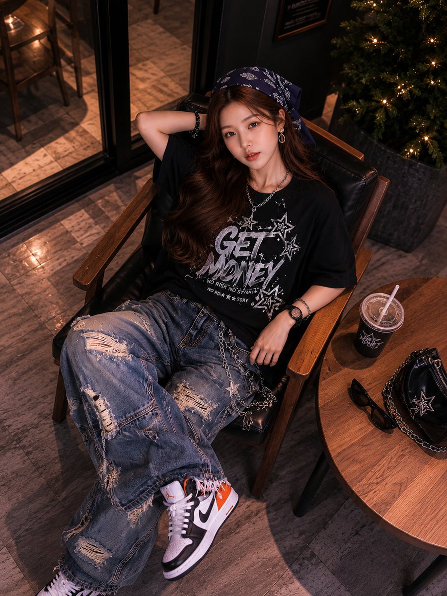 Ultra-Realistic Streetwear Café Portrait