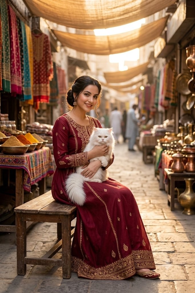 Product Marketing - South Asian Woman in Vibrant Bazaar