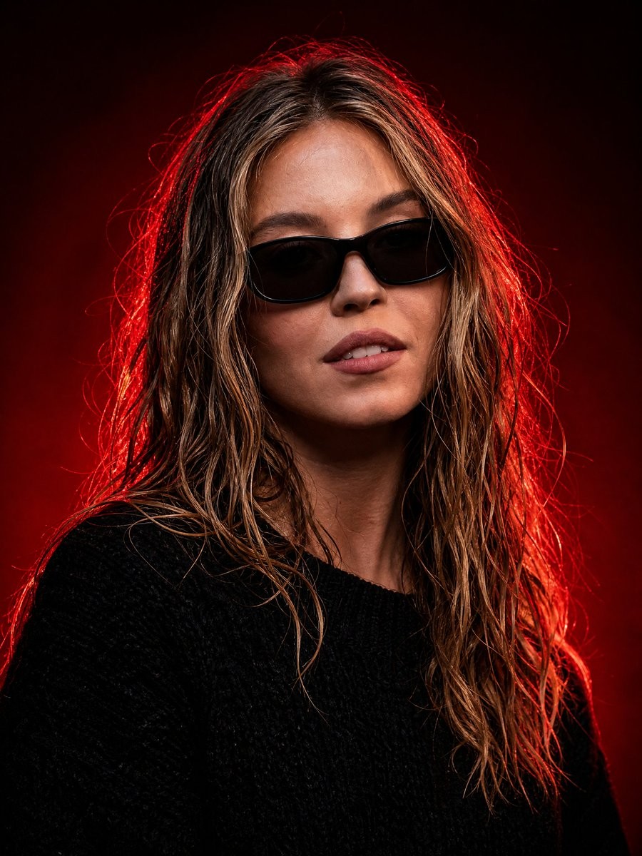 Dark Luxury Red-Light Portrait
