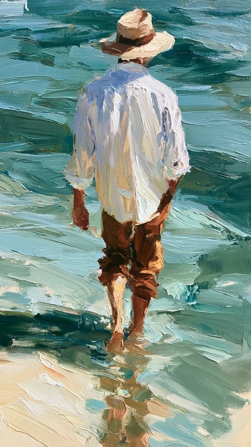 oil painting impasto brushwork neo-impressionist figurative realism broken color...